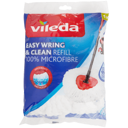 Set Rechange Balai Vileda EasyWring - Base Rouge, Manche Réglable 76-147cm, Brosse - Compatible Turbo Spin/Smart