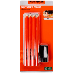 20 Matite Da Carpentiere HB Ottagonali Rosse - Per Legno, Cemento E Lavori Professionali