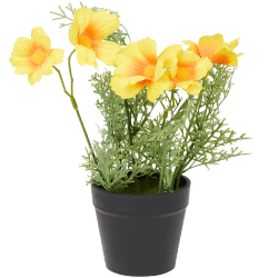 Pianta Artificiale A 5 Rami Con Fiori In Seta – Altezza 36 Cm – Bianco – Decorazione Casa Senza Manutenzione