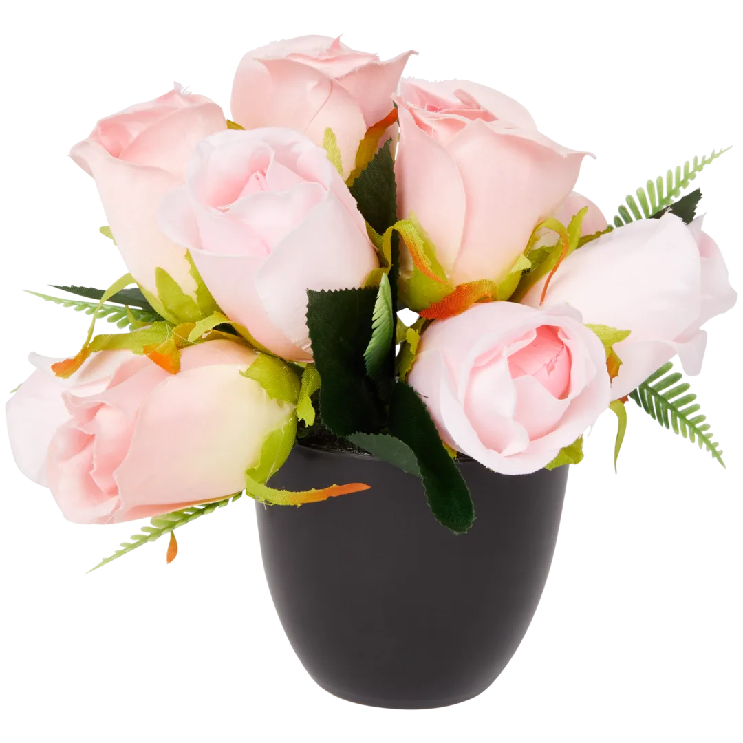 Rosas artificiais em vaso