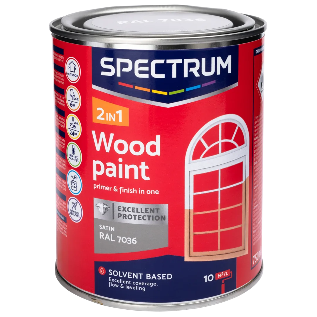 Spectrum 2-in-1 zijdeglans houtlak RAL 7036