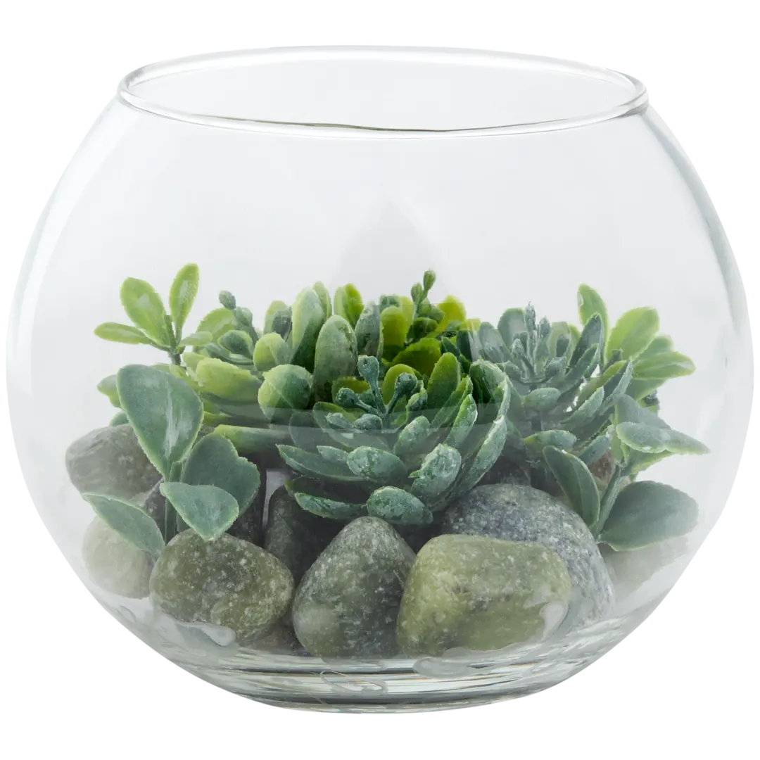 Kunst-vetplant in glazen pot 1