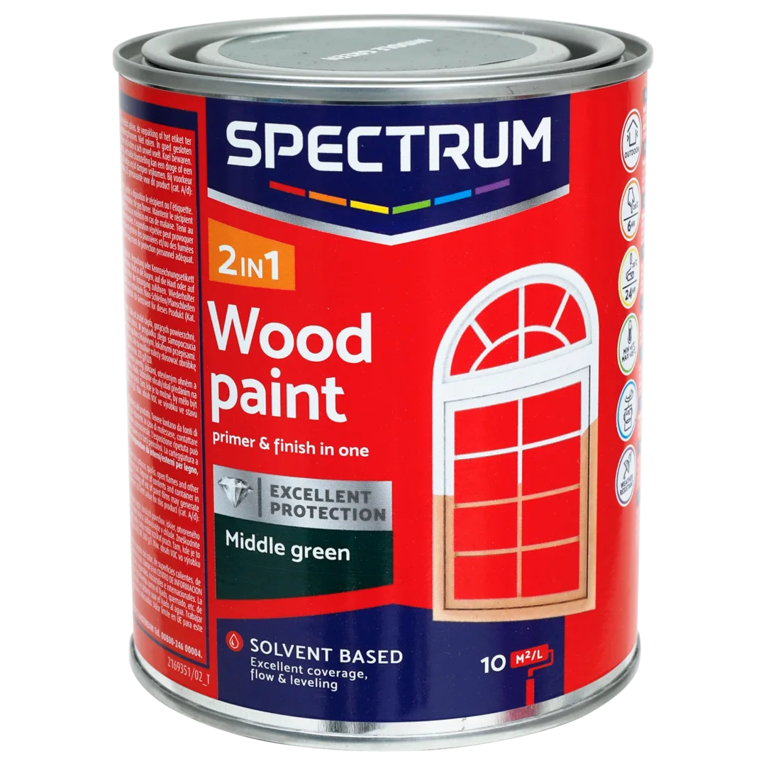 Spectrum 2-in-1 zijdeglans houtlak middengroen