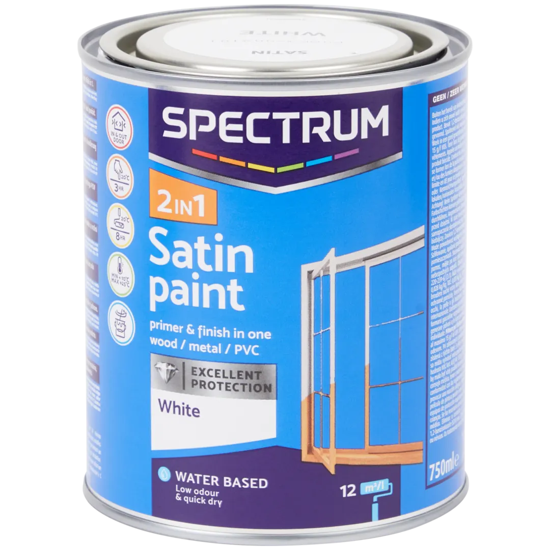 Spectrum 2-in-1 satijnglans verf wit