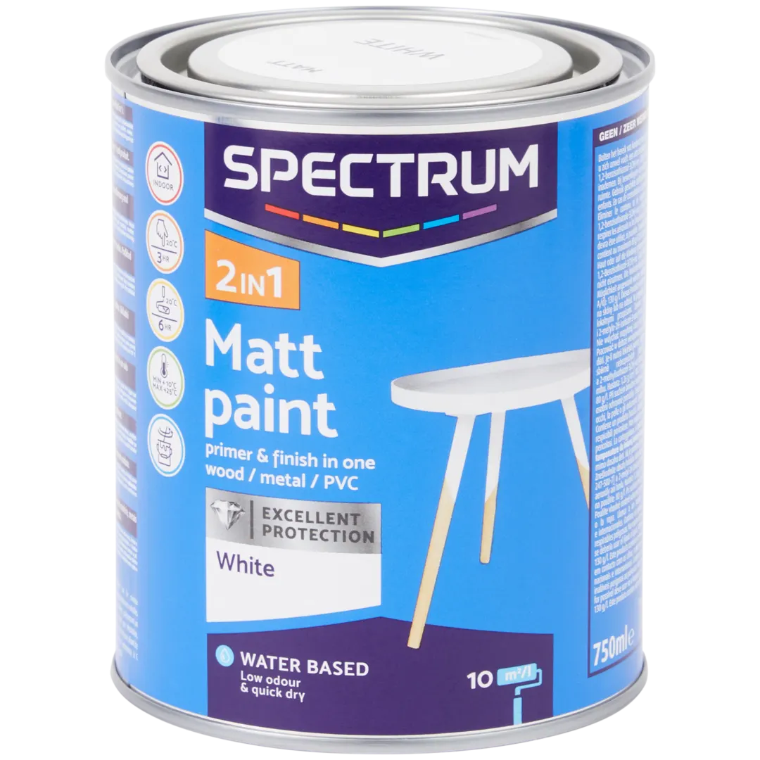 Matowa farba 2 w 1 Spectrum Kolor biały