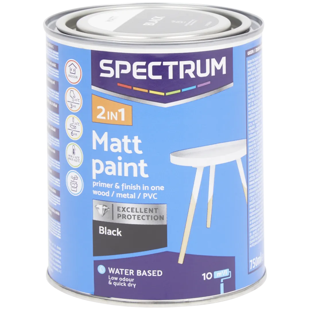 Peinture mate 2-en-1 Spectrum Noir