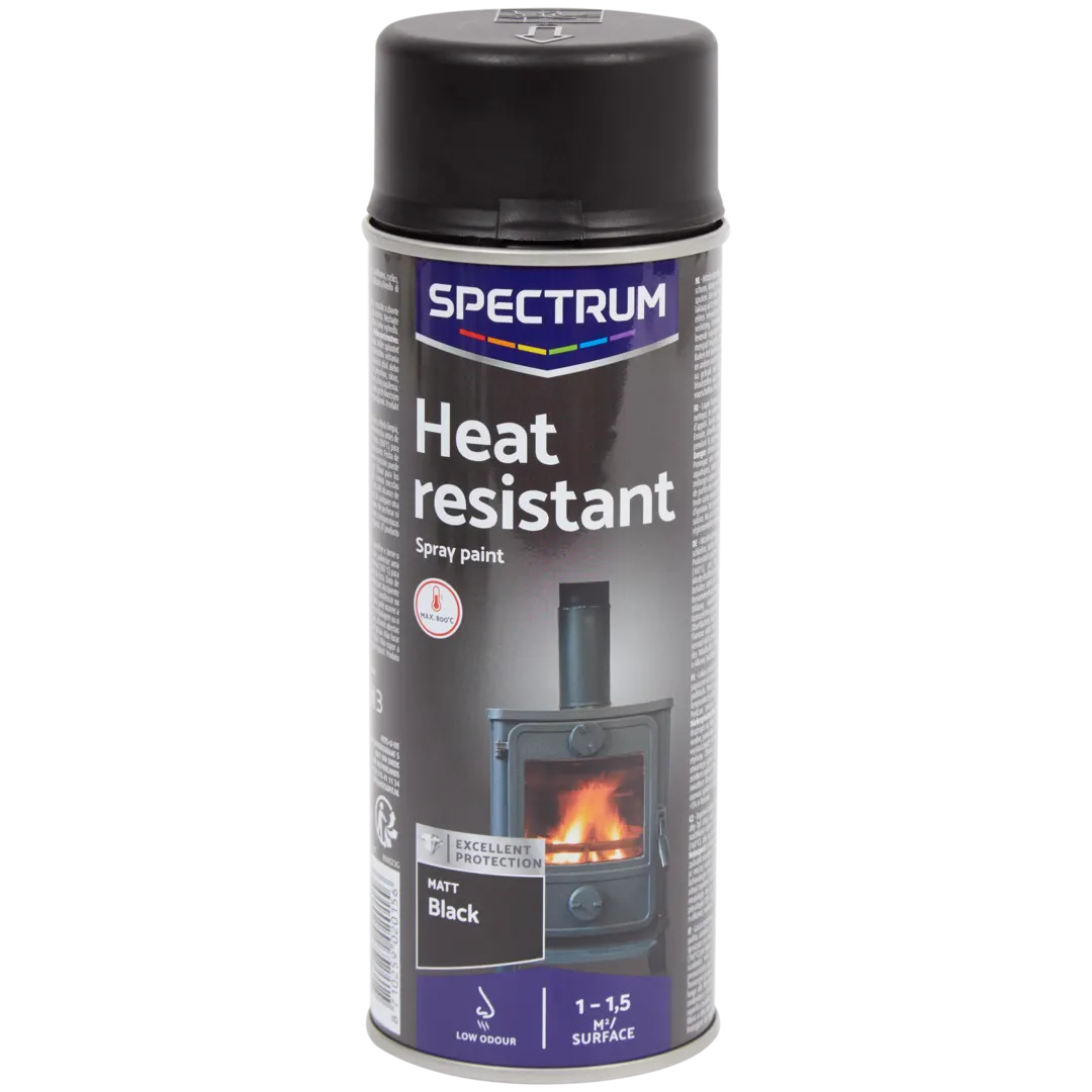 Peinture en aérosol résistante à la chaleur Spectrum Noir mat
