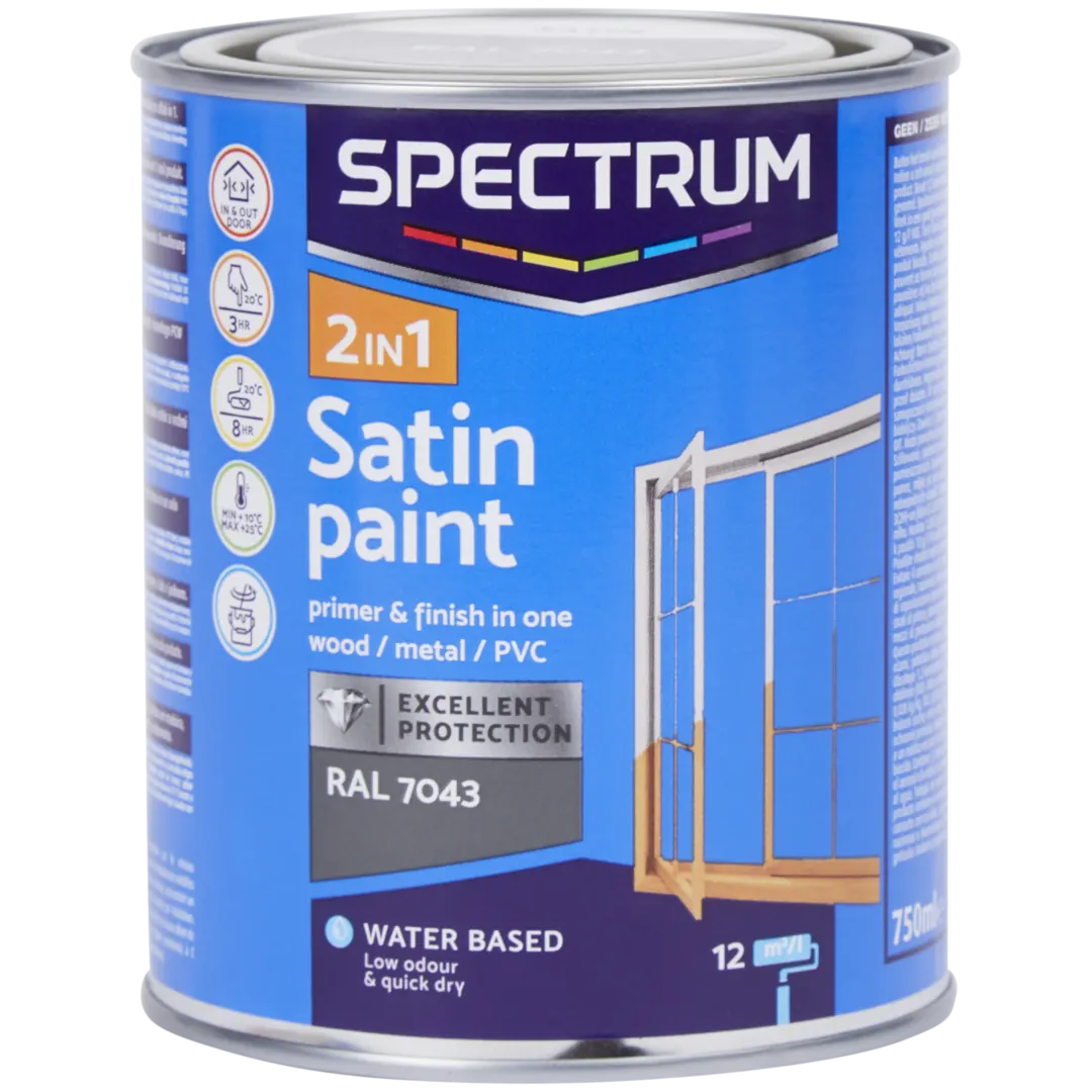 Pintura con brillo satinado 2 en 1 Spectrum RAL 7043