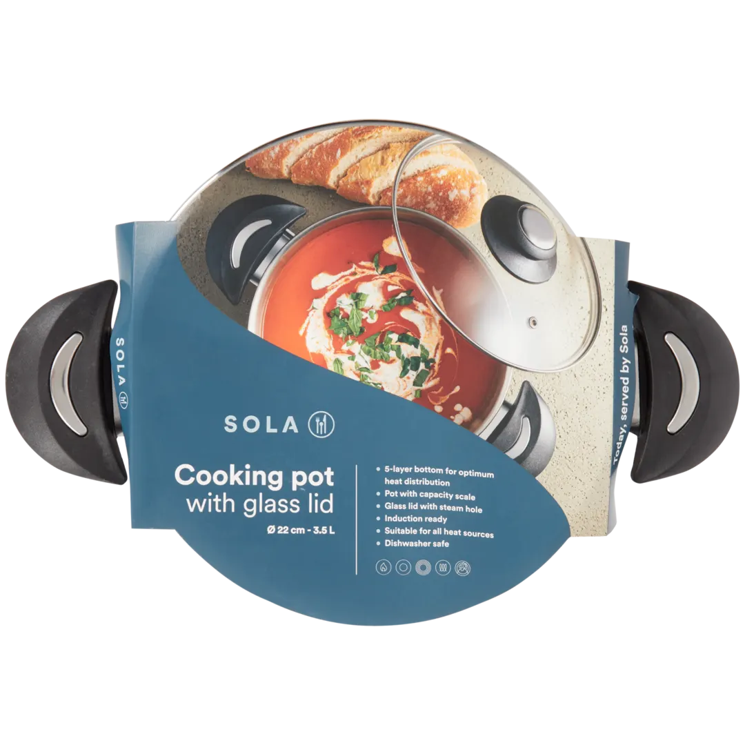 Casseruola con coperchio in vetro Sola 3