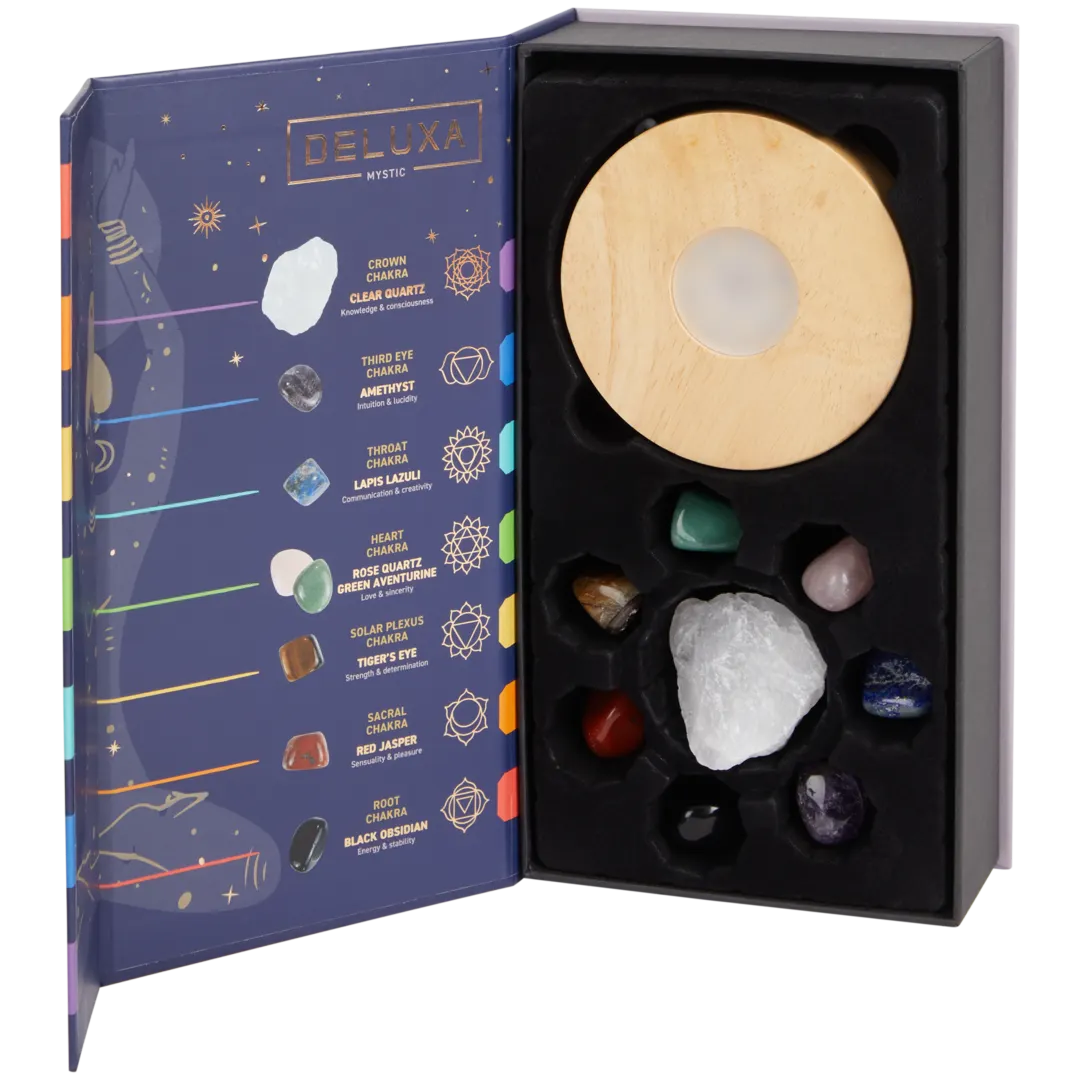 Deluxa chakralamp met 8 kristallen 2