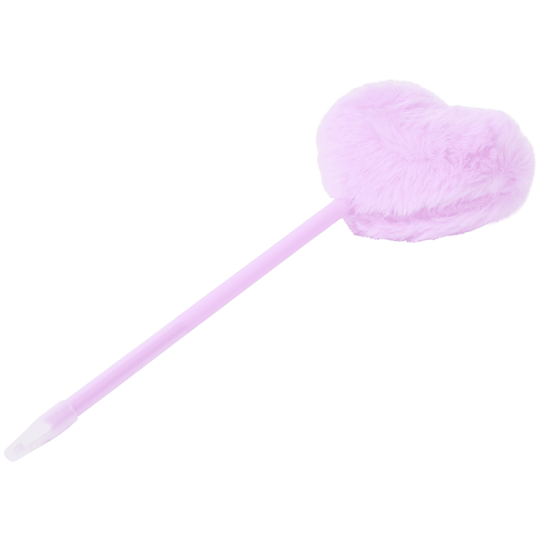 Caneta com coração felpudo
