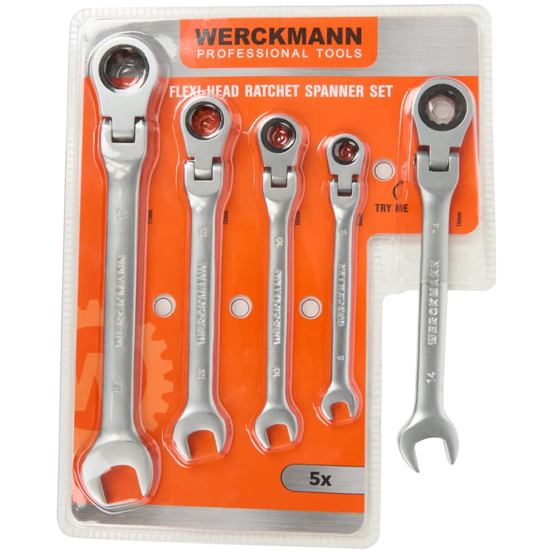 Werckmann ratelsleutelset met flexibele kop