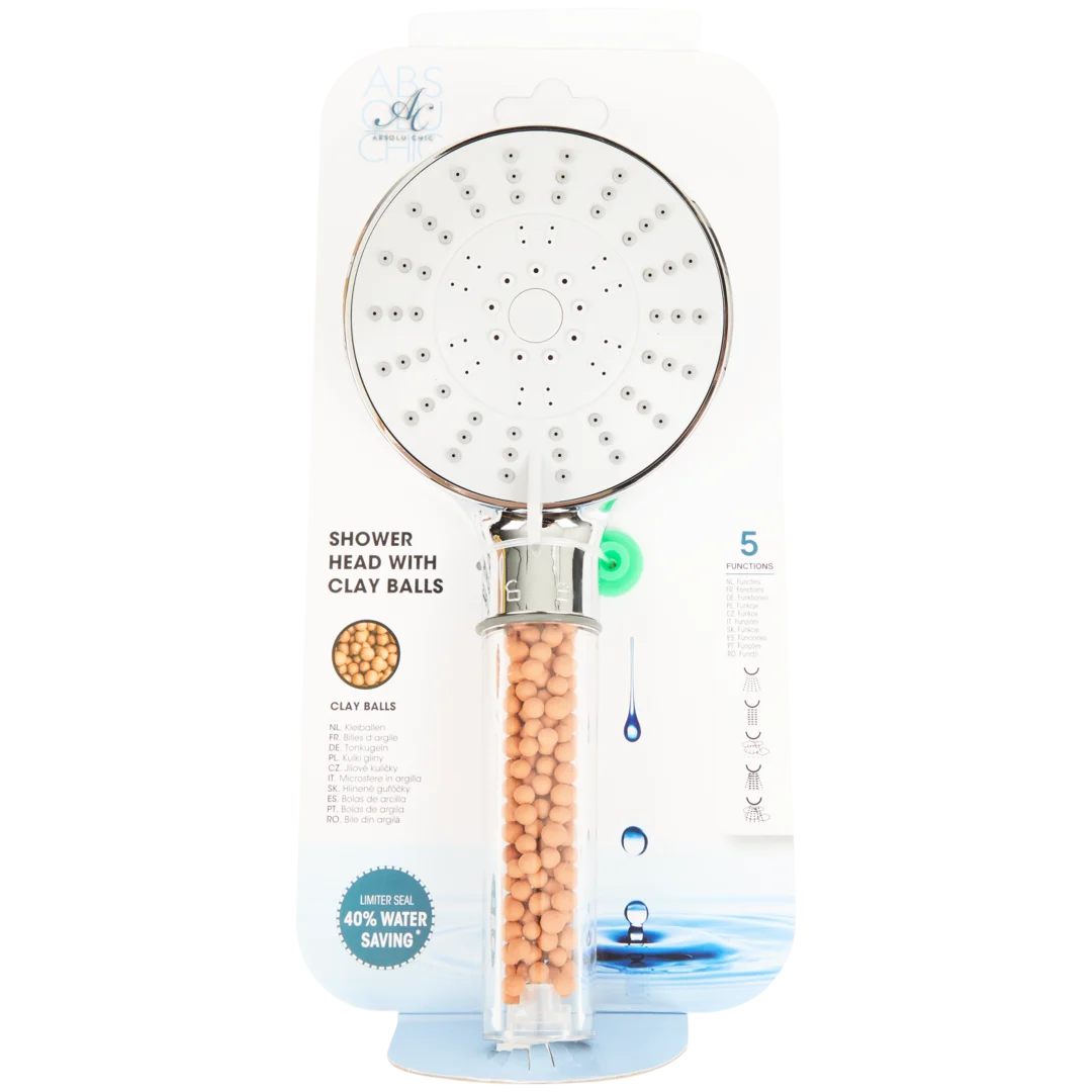Pommeau de douche éco avec billes d’argile Absolu Chic