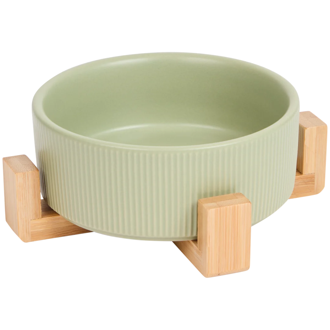 Voerbakje met bamboe standaard