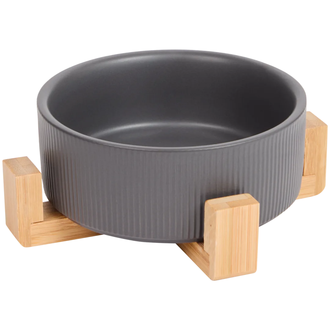 Voerbakje met bamboe standaard