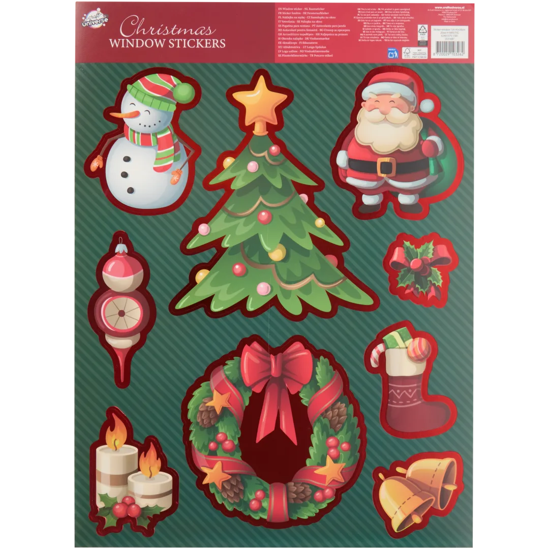 218 Autocollants De Noël Pour Fenêtres - Adhésifs Statiques Recto-verso Colorés - Décoration Hiver Facile Et Réutilisable