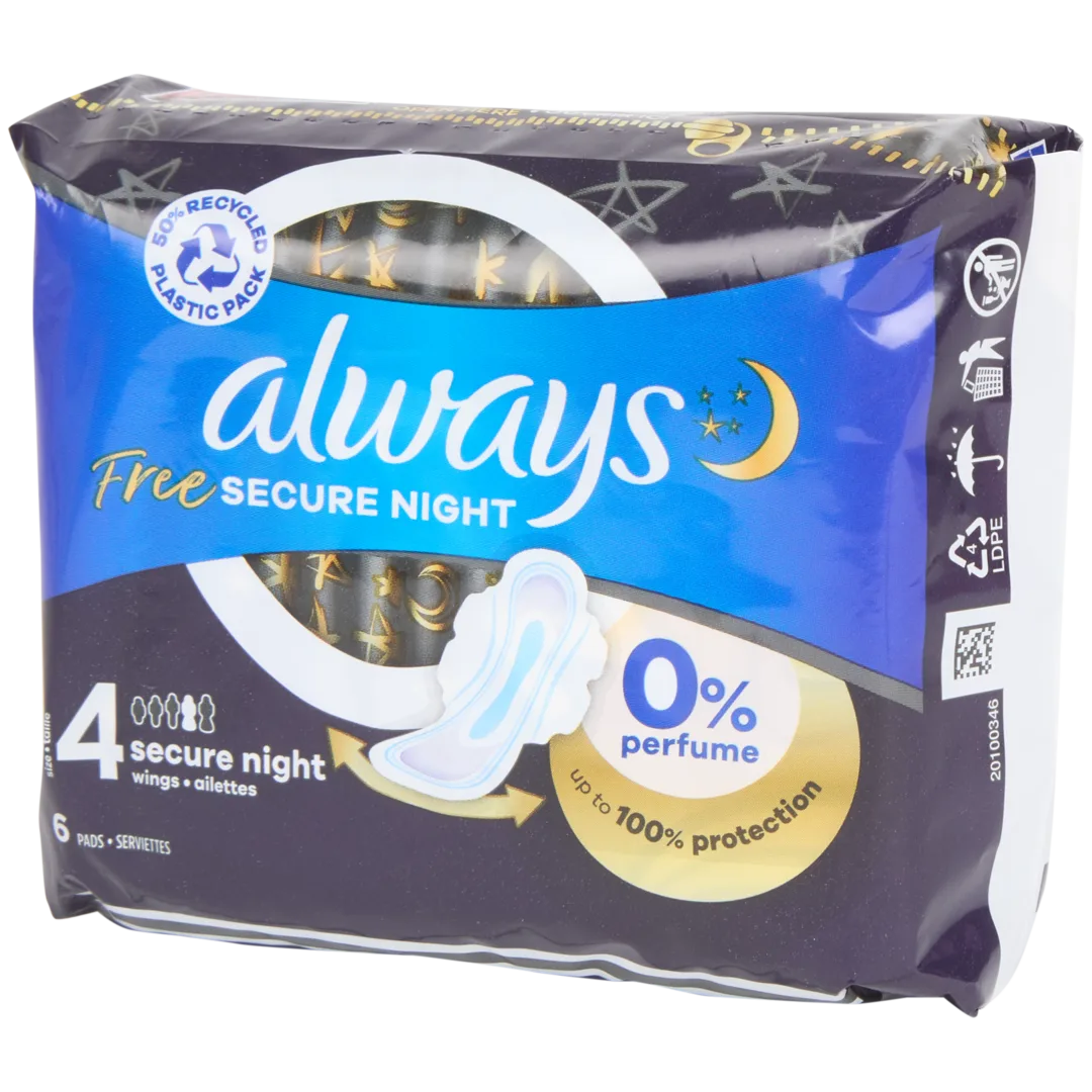 Serviettes hygiéniques Always Free Secure Night 1