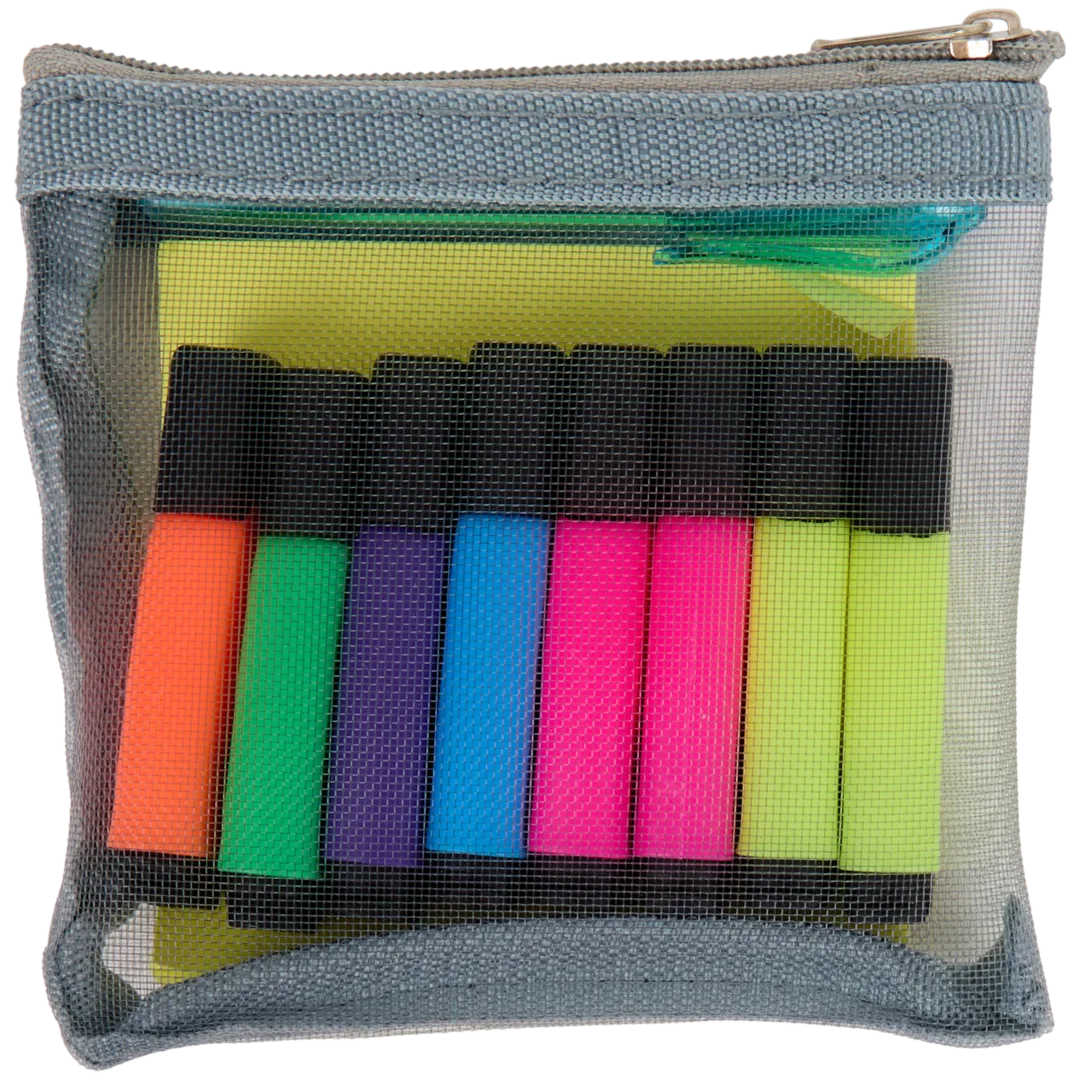 Mini marcadores com bloco e caneta