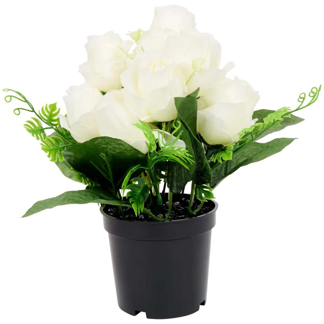 Rose artificiali in vaso 2