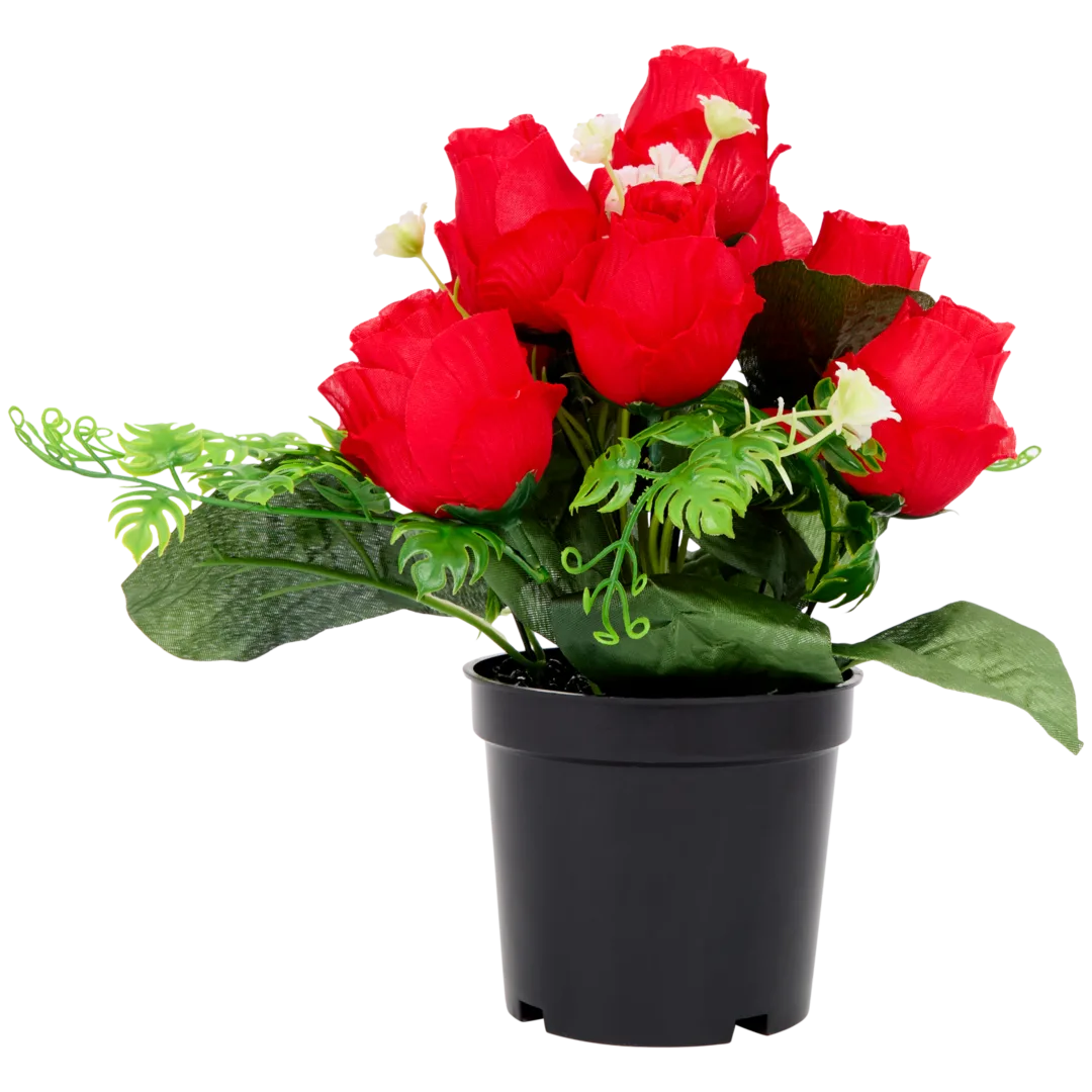 Rose artificiali in vaso 1