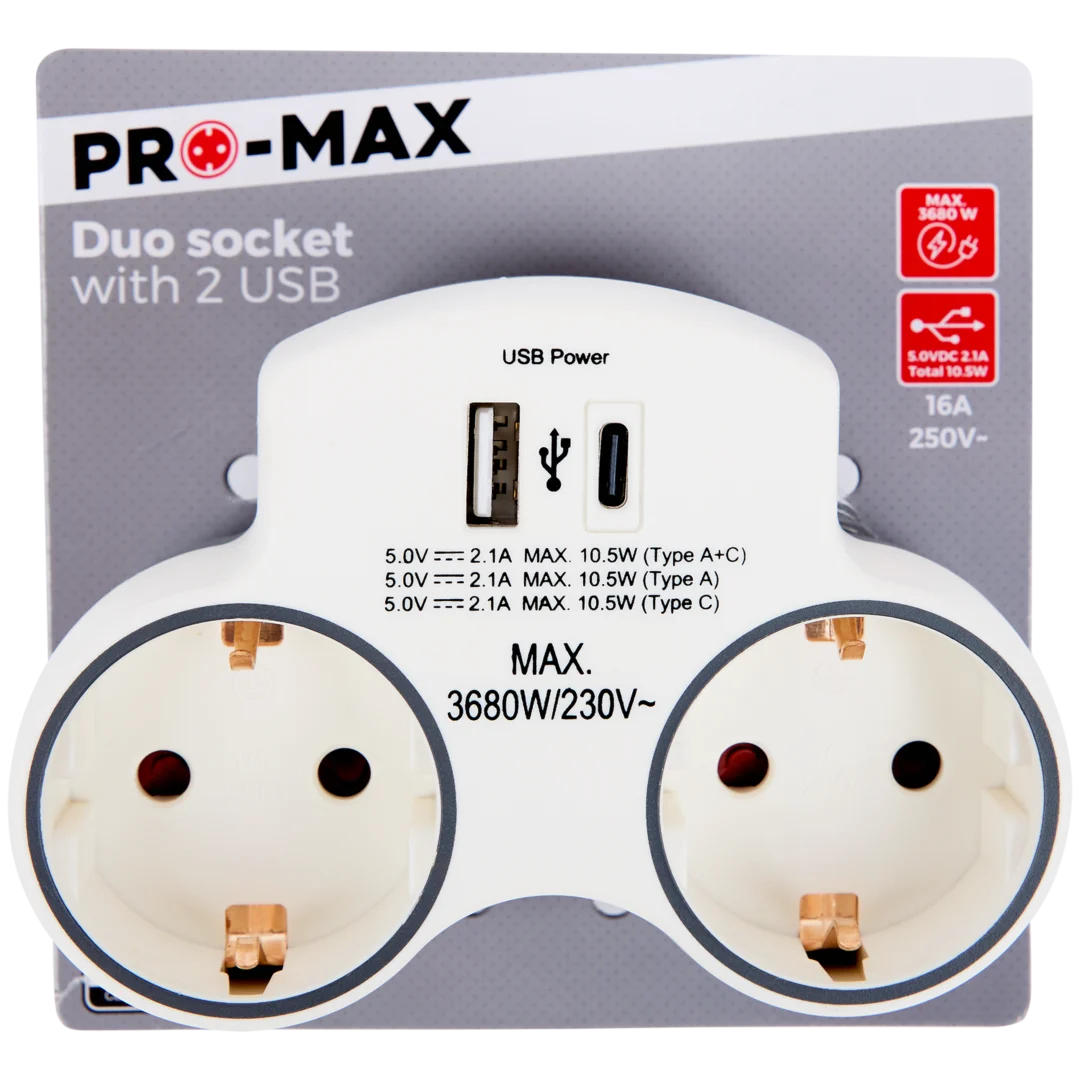Pro-max dubbele wandstekker