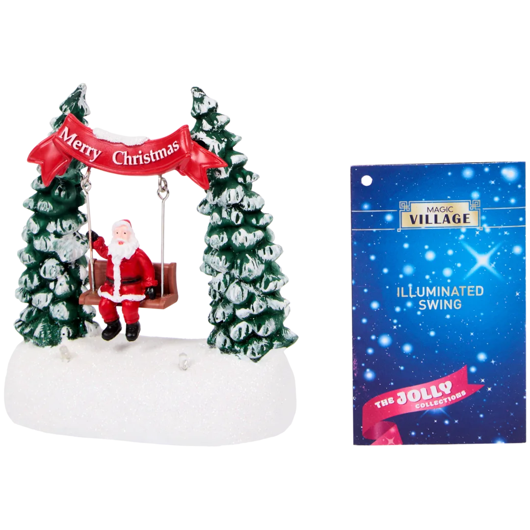 Cadeira de baloiço com cenário de Natal Magic Village