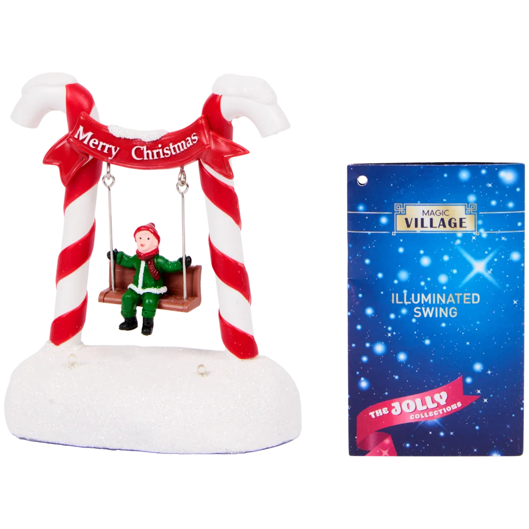 Cadeira de baloiço com cenário de Natal Magic Village