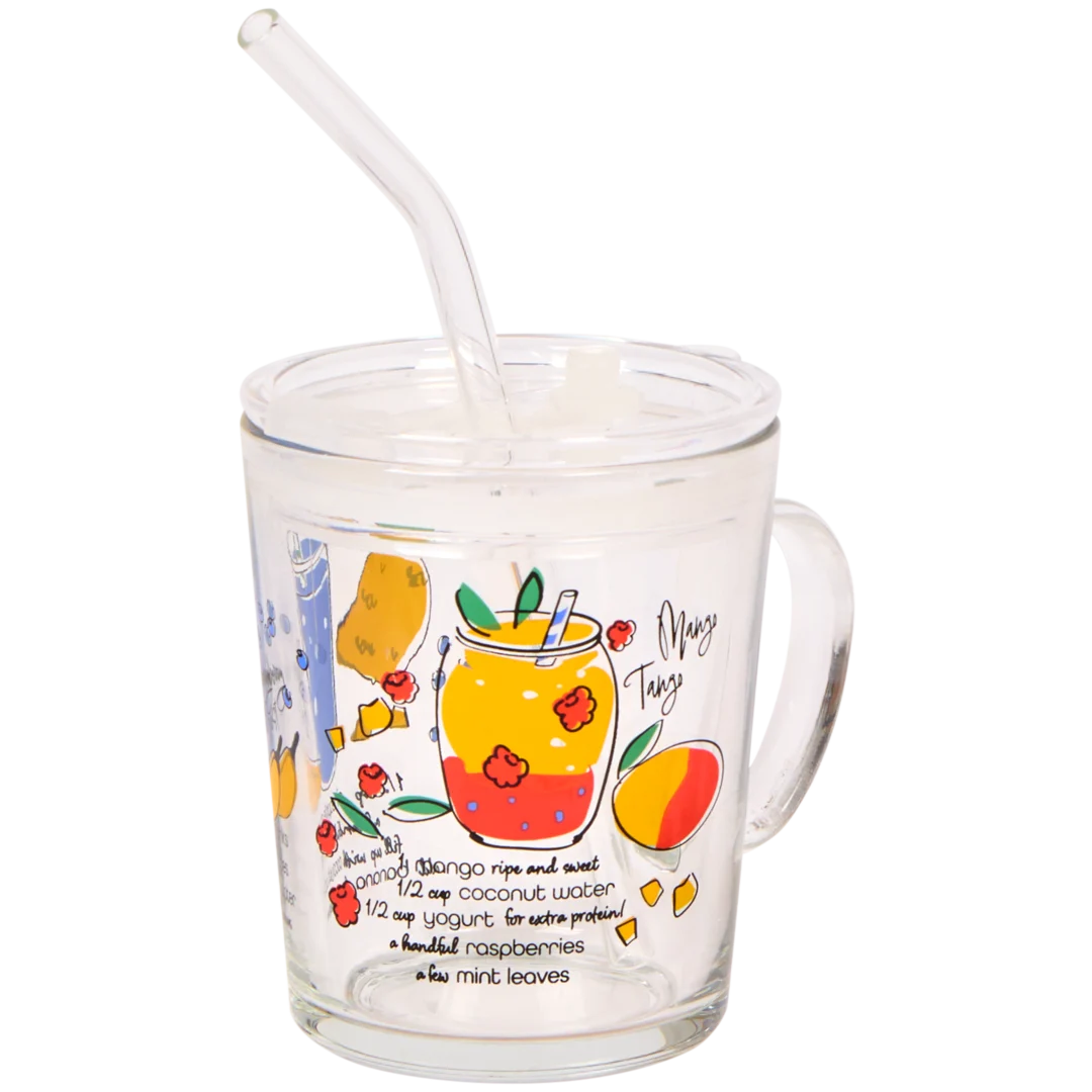 Drinkglas met deksel en rietje