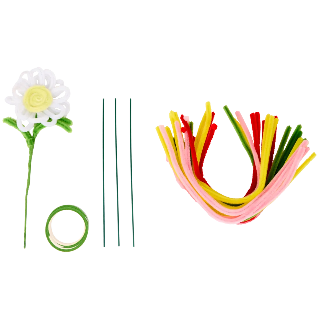 450 Teile Pfeifenreiniger Blumen Set - Bastelset Mit Chenilledraht In 4 Farben
