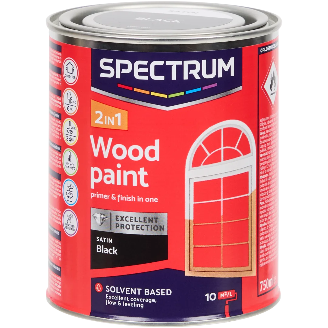 Spectrum 2-in-1 zijdeglans houtlak zwart