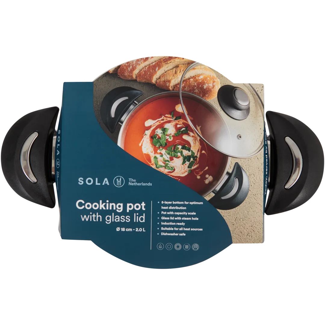 Sola kookpan met glazen deksel