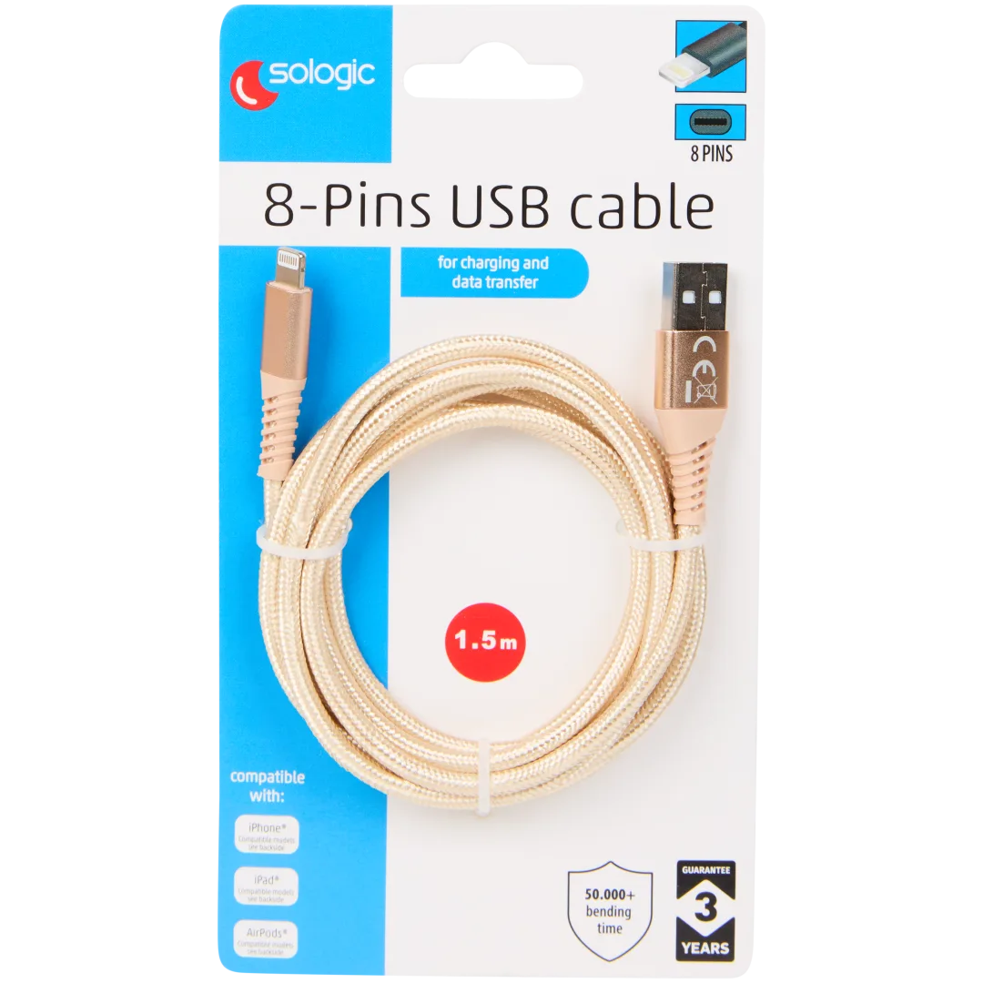 Kabel do ładowania i przesyłania danych Sologic 8-pinowy