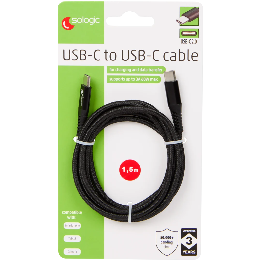 Kabel do ładowania i przesyłania danych Sologic USB-C do USB-C 7