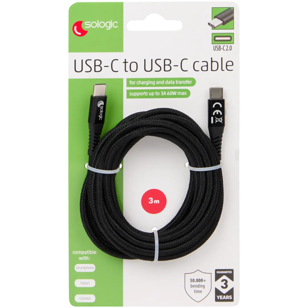 Nabíjecí a datový kabel Sologic USB-C na USB-C