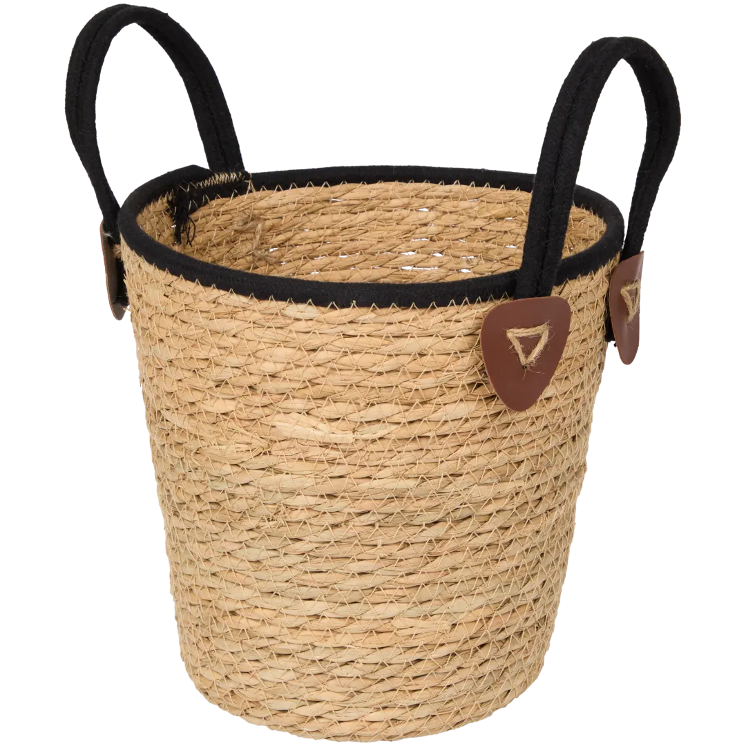 Cestino intrecciato con manici