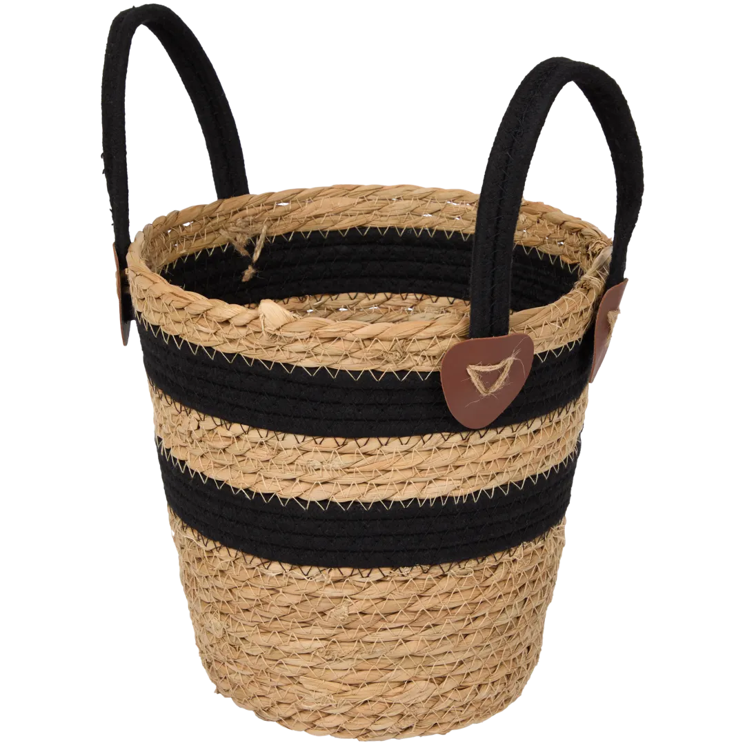Cestino intrecciato con manici