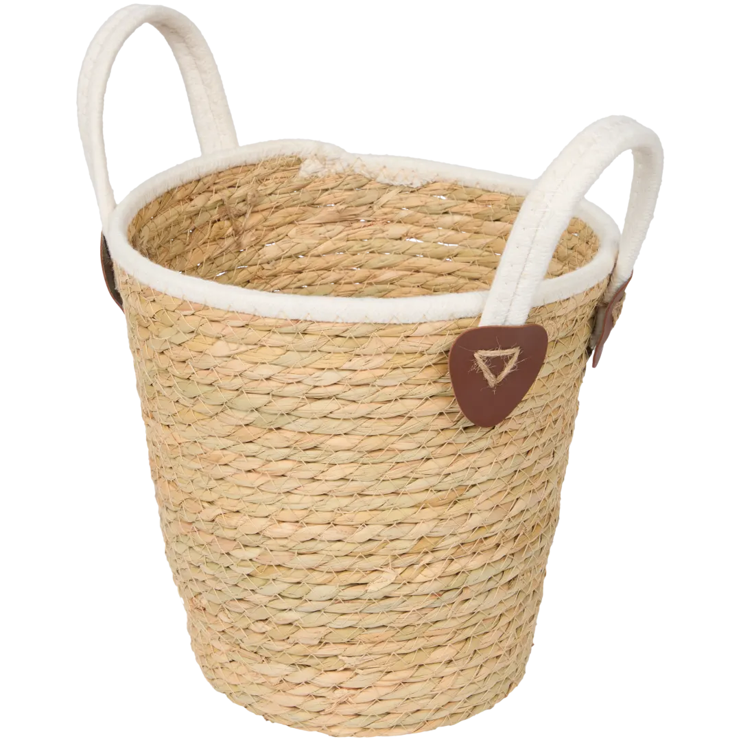 Cestino intrecciato con manici