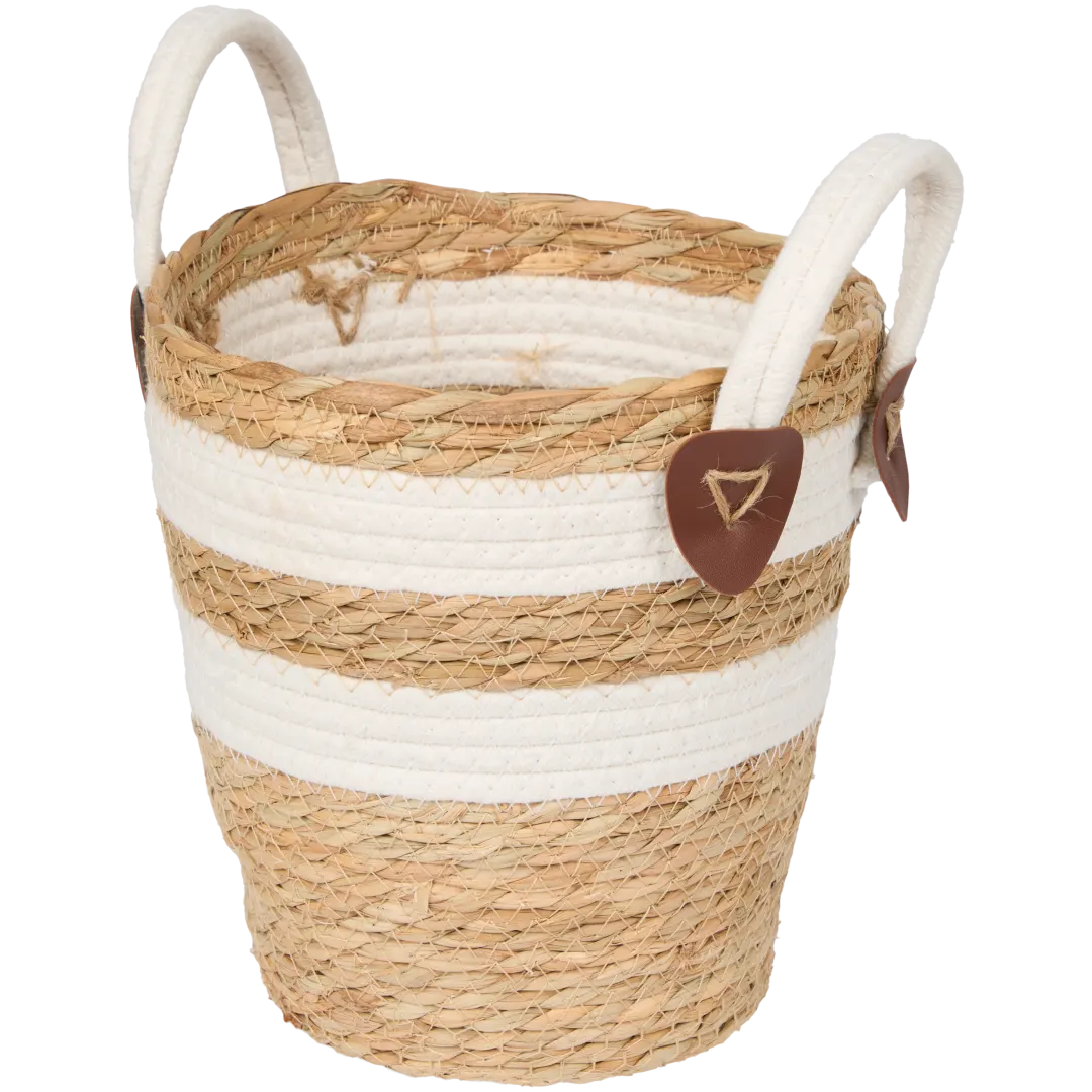 Cestino intrecciato con manici