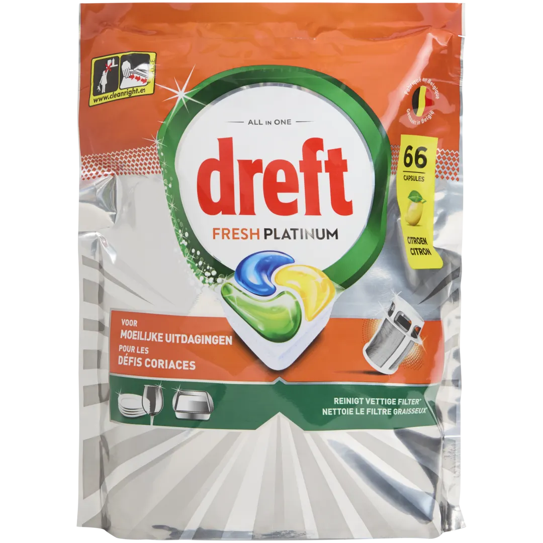 Dreft Fresh Platinum vaatwastabletten Citroen
