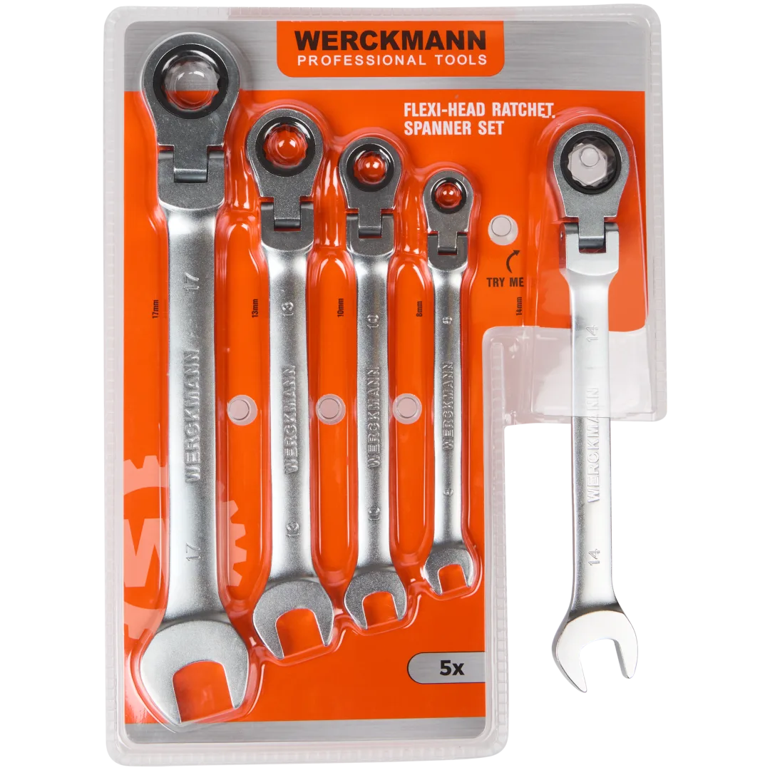 Werckmann ratelsleutelset met flexibele kop 2