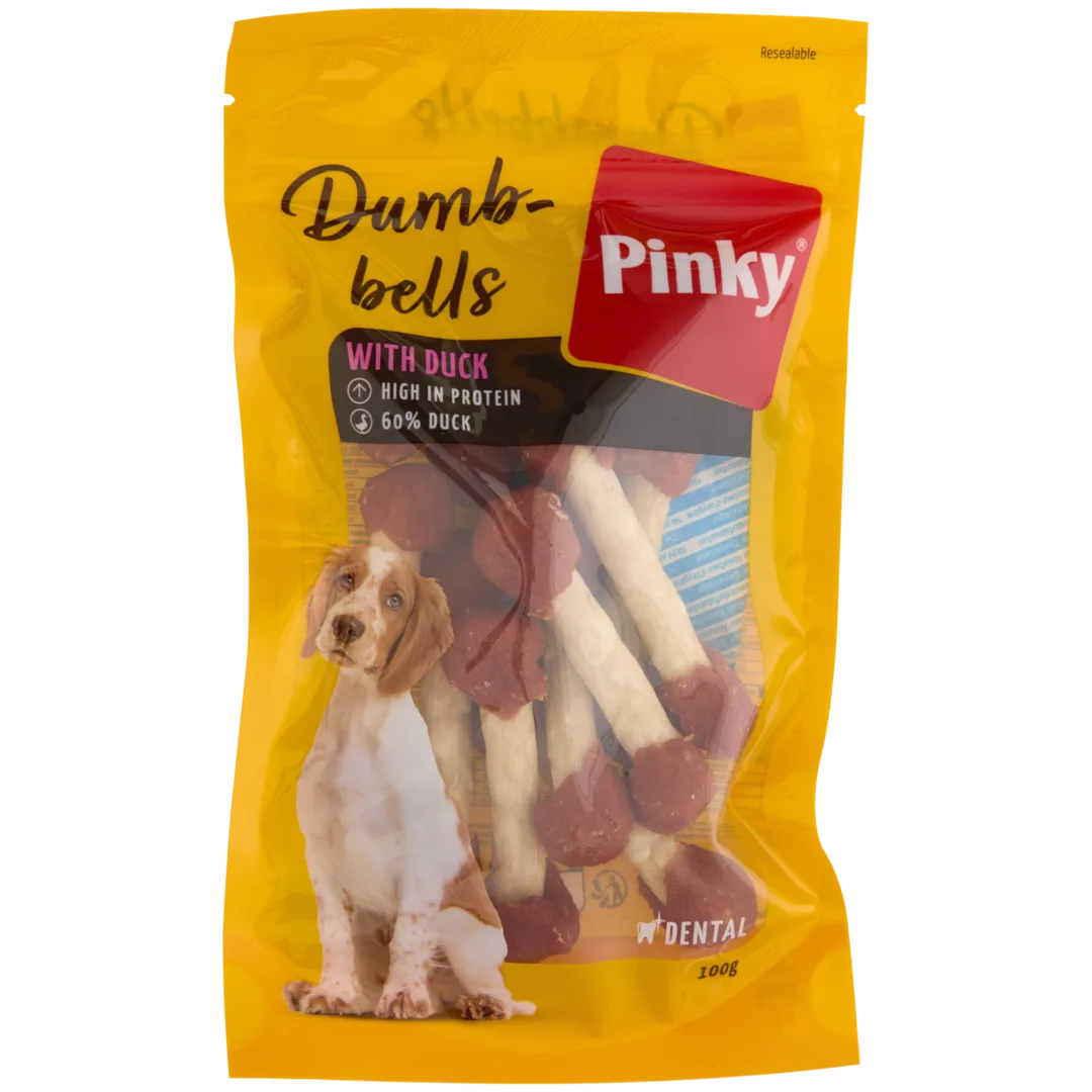 Snack per cani Pinky Duck Dumbbells