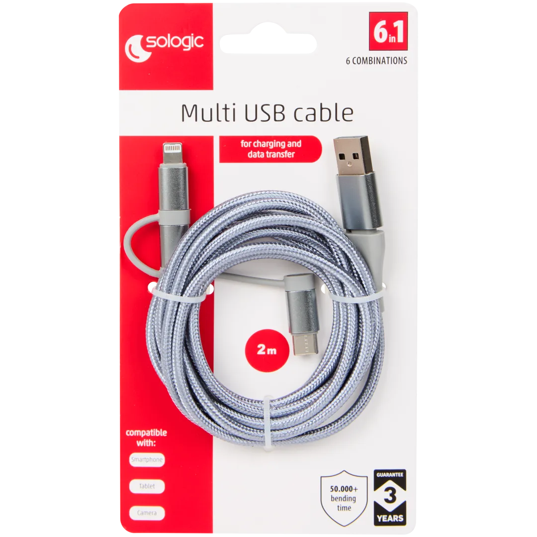 6 v 1: nabíjecí a datový kabel Sologic