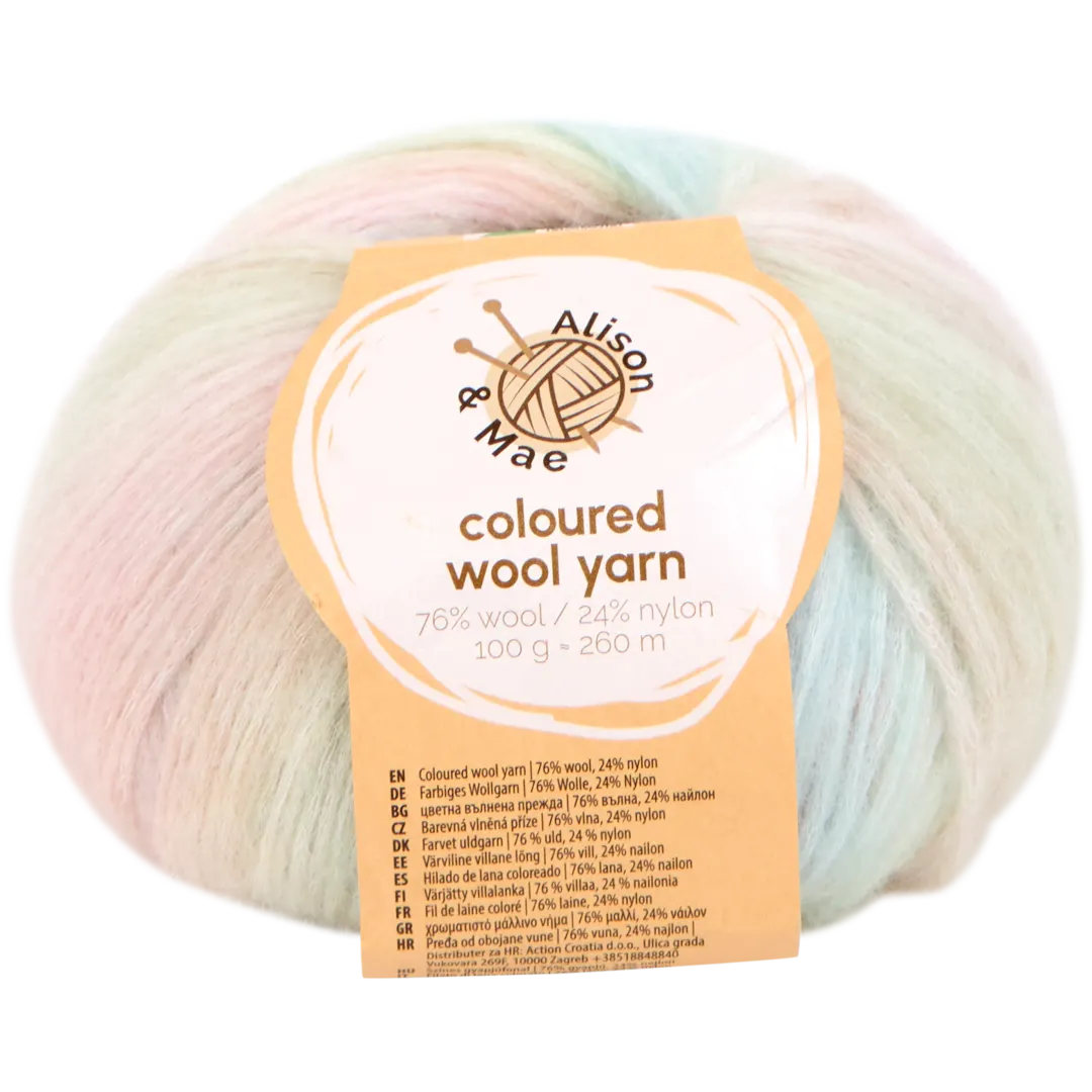 Kolorowa przędza wełniana Alison & Mae 4