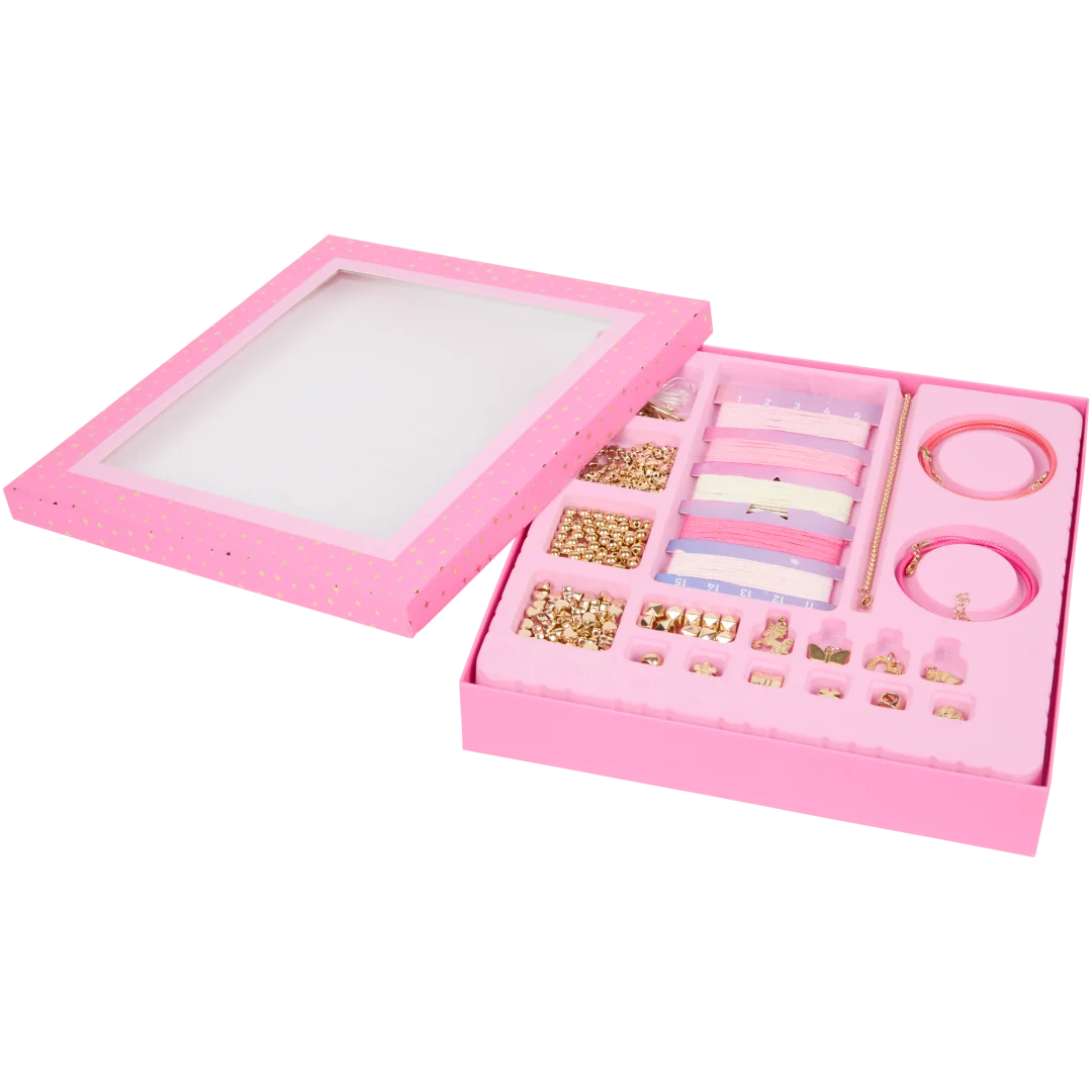 Kit 42 Pezzi Per Bigiotteria Fai Da Te: Perline Acriliche Curve, Distanziatori Ottone E Filo Elastico