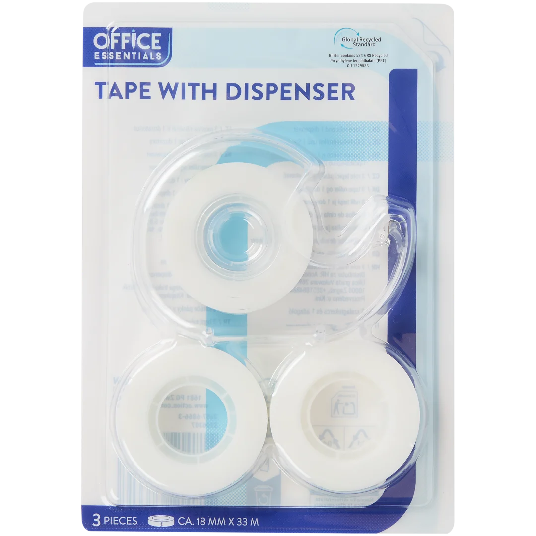 Office Essentials plakbandhouder met 3 rollen plakband