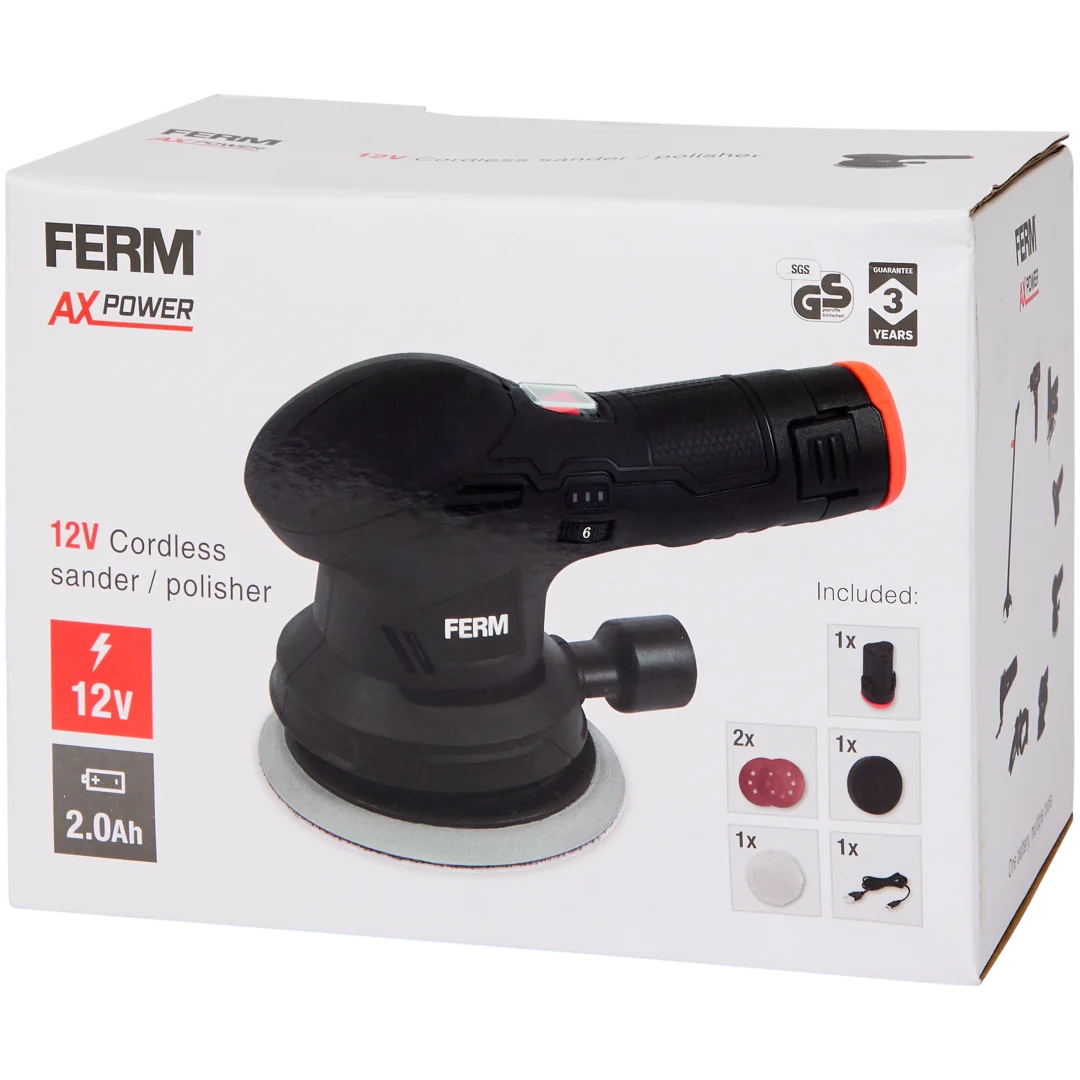 FERM AX-power draadloze schuur- en polijstmachine 1