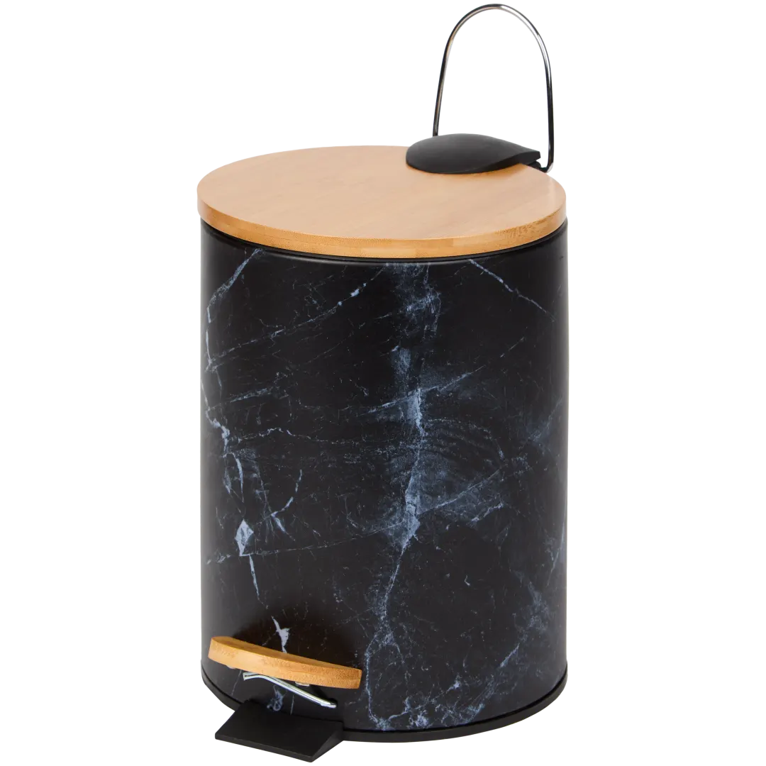 Pattumiera a pedale con coperchio in bambù 1