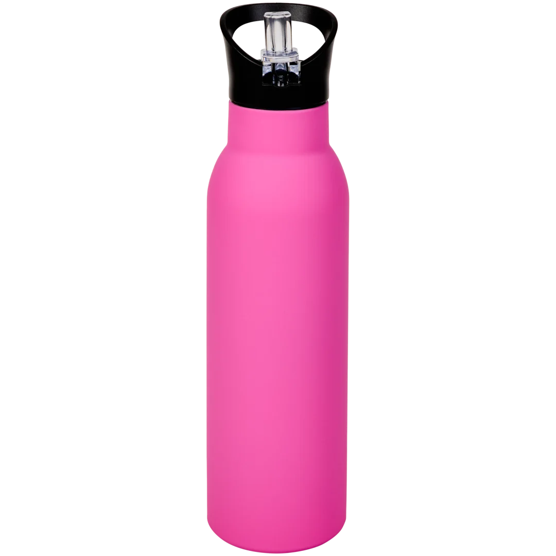 Edelstahl-Trinkflasche mit Trinkhalm