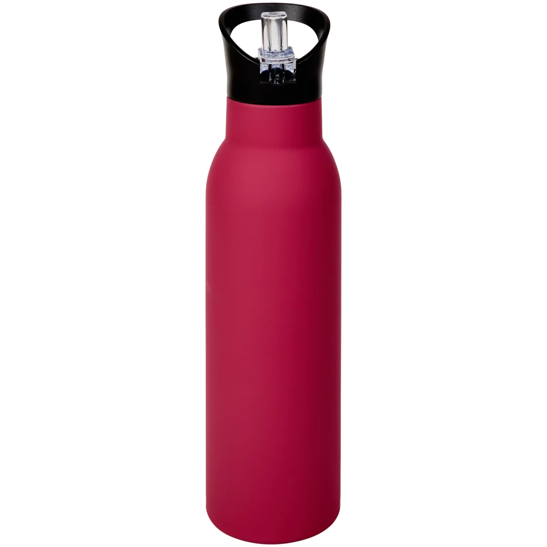 Edelstahl-Trinkflasche mit Trinkhalm