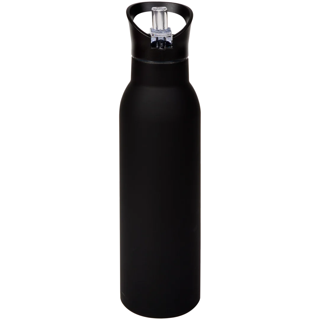 Edelstahl-Trinkflasche mit Trinkhalm